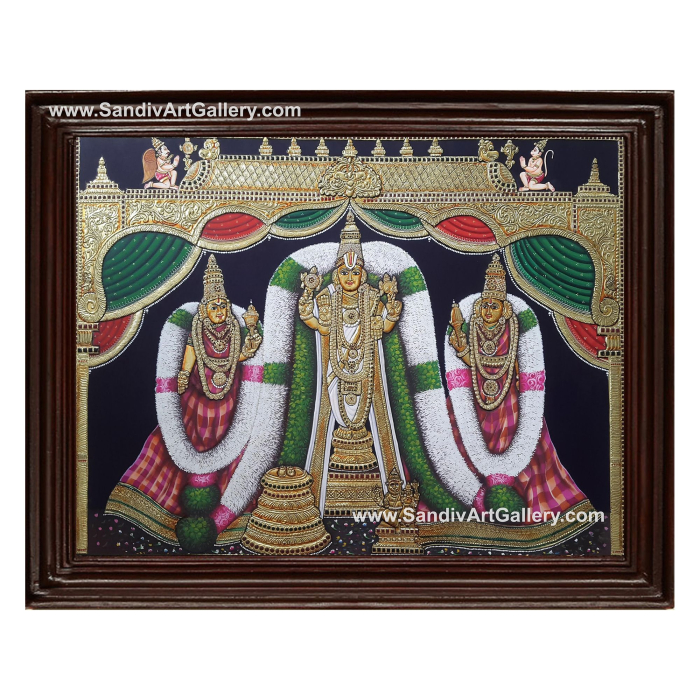 Perumal Sridevi Bhoodevi Tanjore Painting