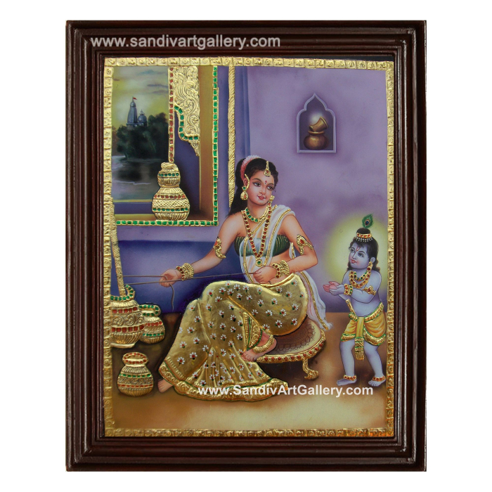 Yasodha Krishna Tanjore Painting5